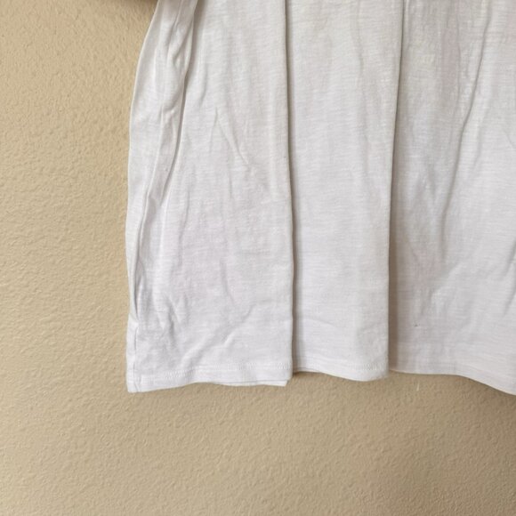 LOFT Women's Ruffle Tee Size Medium White T Shirt Smocked New Flutter - Picture 8 of 9